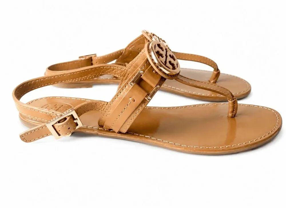 TORY BURCH Everly Leather T Strap Sandal Size 8.5M
